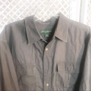 Eddie Bauer chamois shirt plain fabric olive-green